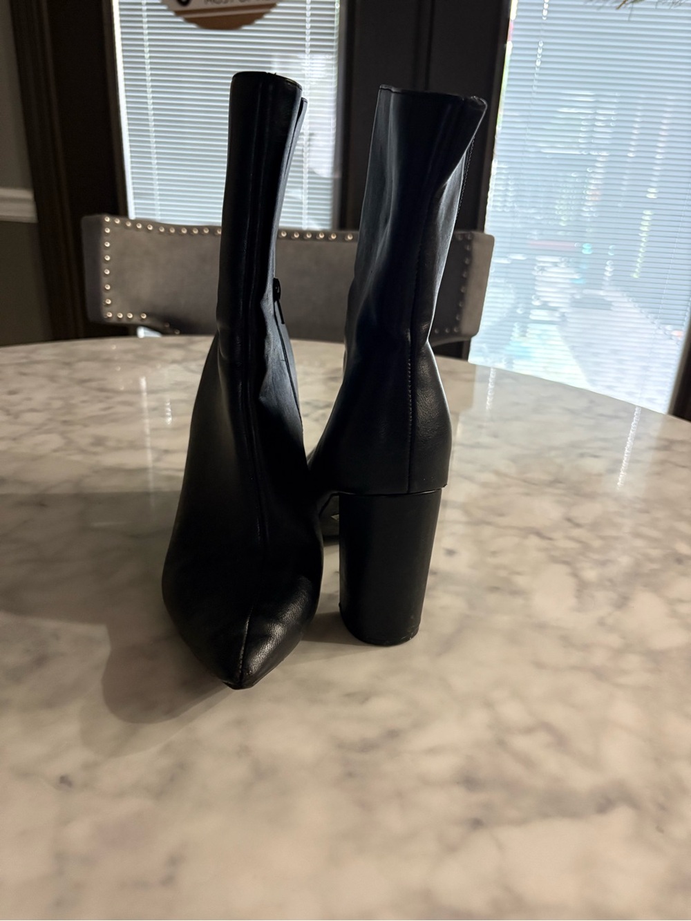 Women's Black Pointed Toe Block Heel Ankle Boots